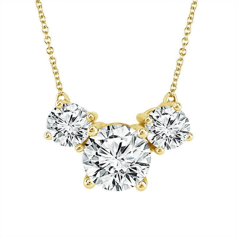 14K Yellow Gold Trio Diamond Necklace