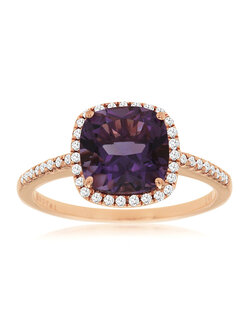 14KT PG .18CTW(RG)(C)AMETHYST/PAVE DIAMOND RING(C1.90CT AME)