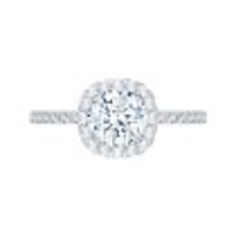 14KT White Gold Round Diamond Halo Engagement Ring