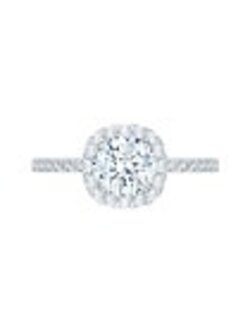 14KT White Gold Round Diamond Halo Engagement Ring