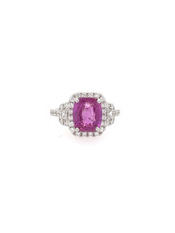 18K White Gold Pink Sapphire Three Stone Ring