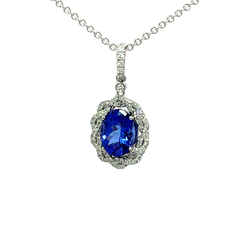 18K White Gold Tanzanite and Diamond Necklace