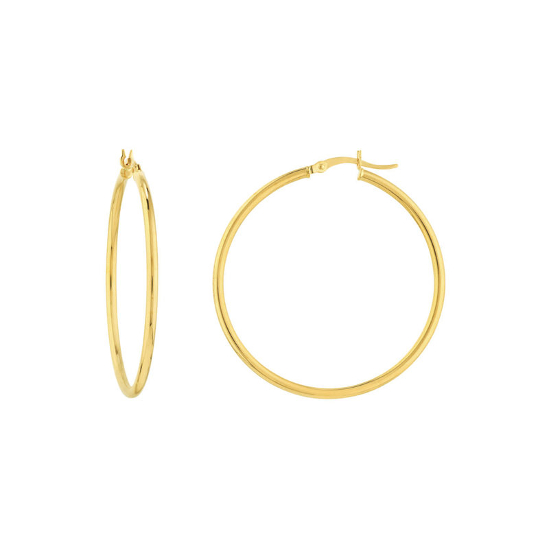 2mm x 40mm Polished Hoop Earrings