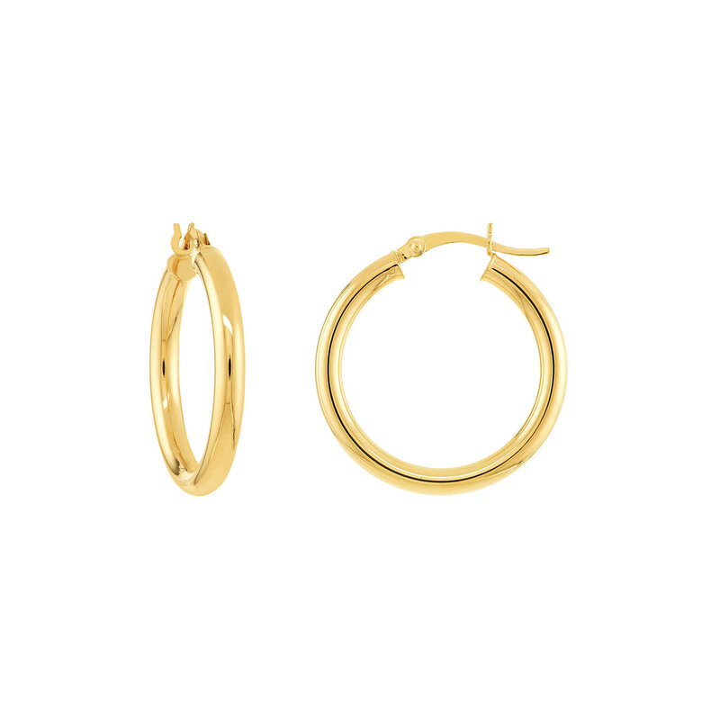 3mm x 25mm Polished Hoop Earrings