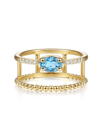 Blue Topaz & Diamond Fashion Ring