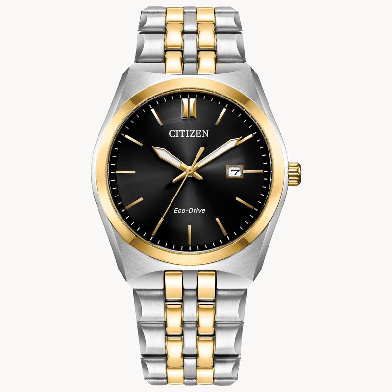 Citizen Corso Eco Drive with Black Dial and Two Tone Bracelet