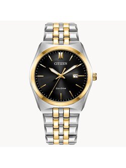 Citizen Corso Eco Drive with Black Dial and Two Tone Bracelet