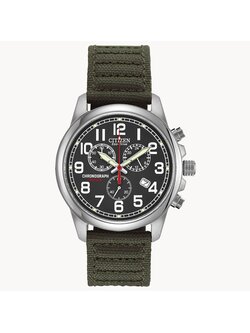 Citizen Garrison Eco Drive with Black Dial and Olive Strap