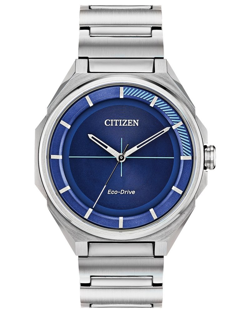 Citizen Stainless Steel Eco Drive with Blue Dial