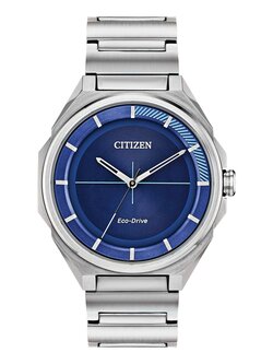 Citizen Stainless Steel Eco Drive with Blue Dial