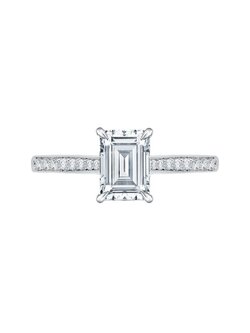 Complete Emerald Cut .90 ctw White Gold Diamond Engagement Ring