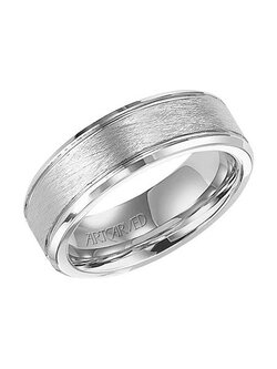 Flat Bevel Edge Carved Wedding Band