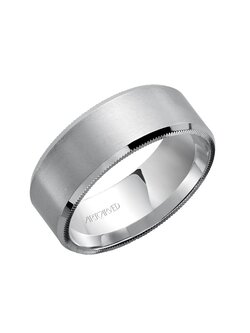 Flat Bevel Edge Carved Wedding Band