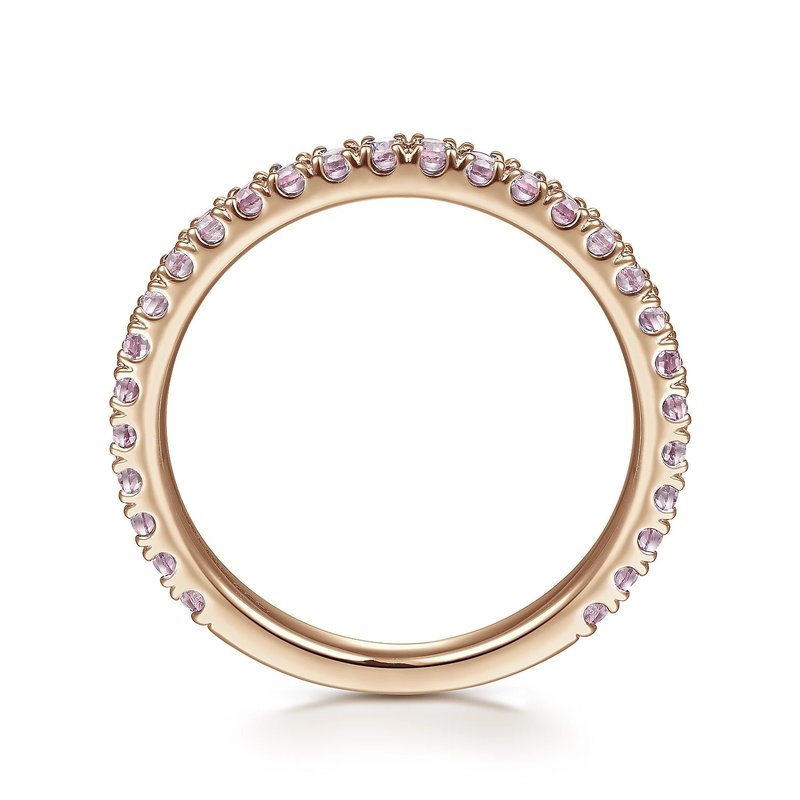 Gabriel & Co. 14K Rose Gold Pink Created Zircon Stackable Ring