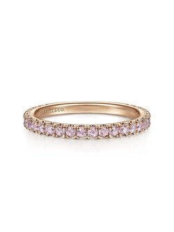 Gabriel & Co. 14K Rose Gold Pink Created Zircon Stackable Ring