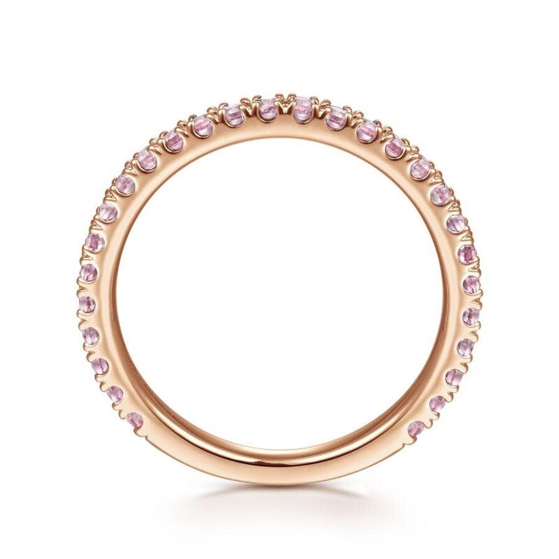 Gabriel & Co. 14K Rose Gold Pink Created Zircon Stackable Ring