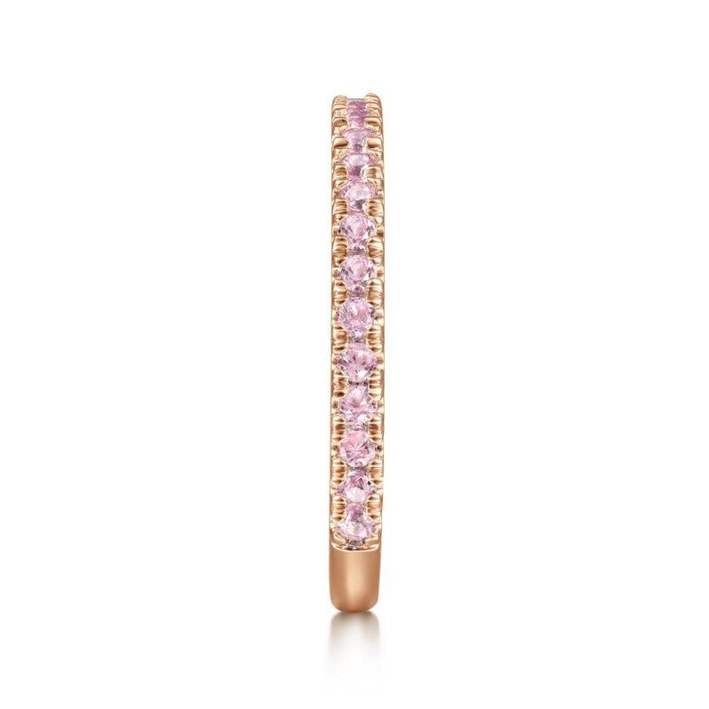 Gabriel & Co. 14K Rose Gold Pink Created Zircon Stackable Ring