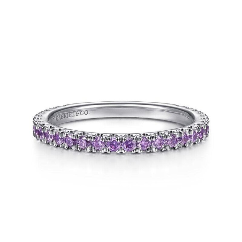 Gabriel & Co. 14K White Gold Amethyst Stackable Ring