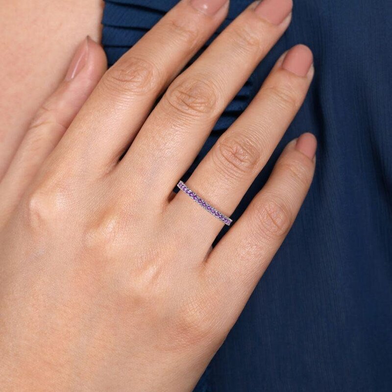 Gabriel & Co. 14K White Gold Amethyst Stackable Ring