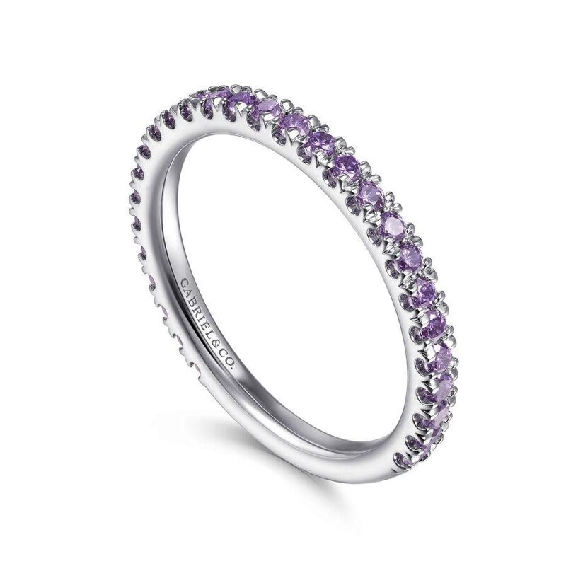 Gabriel & Co. 14K White Gold Amethyst Stackable Ring