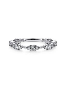 Gabriel & Co. 14K White Gold Diamond Cluster Station Stackable Ring