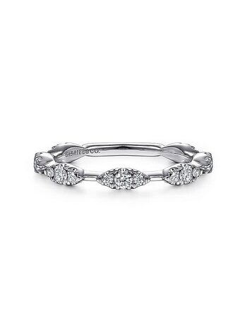 Gabriel & Co. 14K White Gold Diamond Cluster Station Stackable Ring