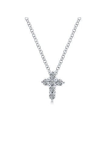 Gabriel & Co. 14K White Gold Diamond Cross Necklace