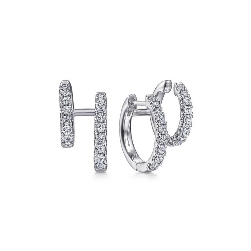 Gabriel & Co. 14K White Gold Diamond Double Huggie Earrings