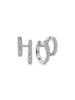 Gabriel & Co. 14K White Gold Diamond Double Huggie Earrings