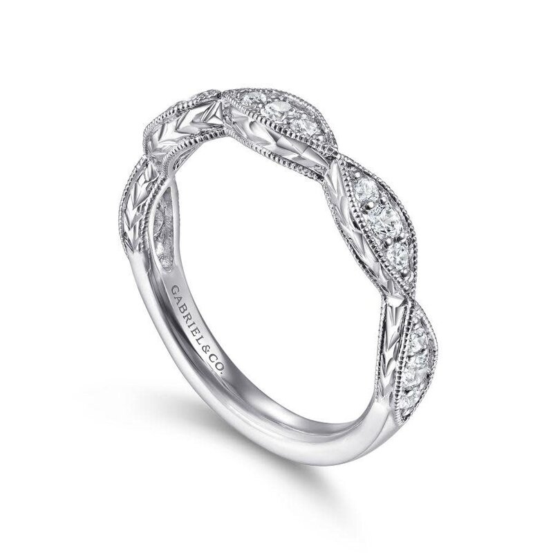 Gabriel & Co. 14K White Gold Diamond Marquise Station Ring