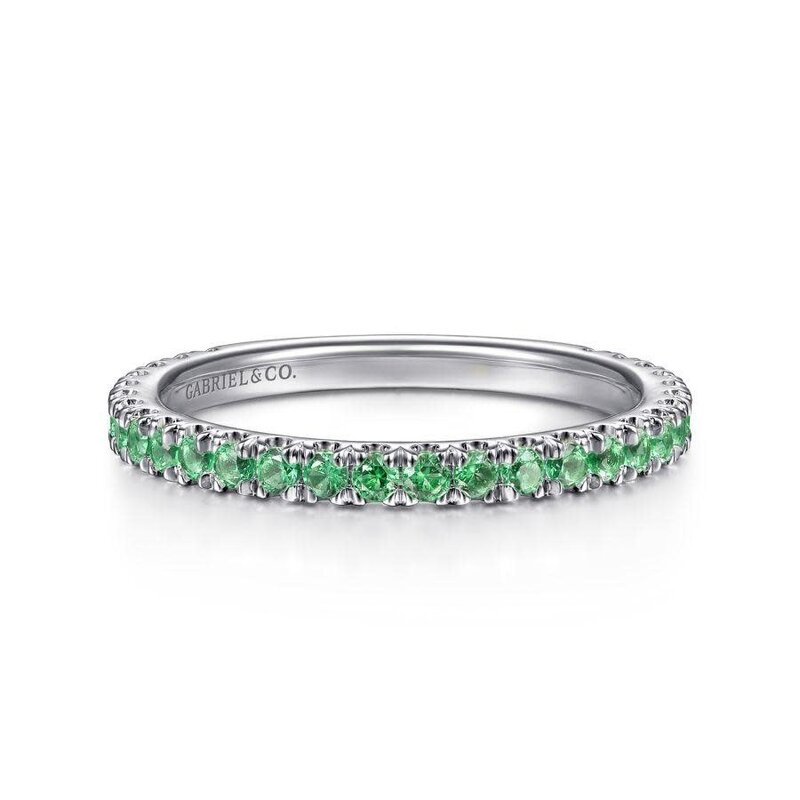 Gabriel & Co. 14K White Gold Emerald Stacklable Ring