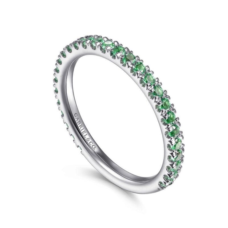 Gabriel & Co. 14K White Gold Emerald Stacklable Ring