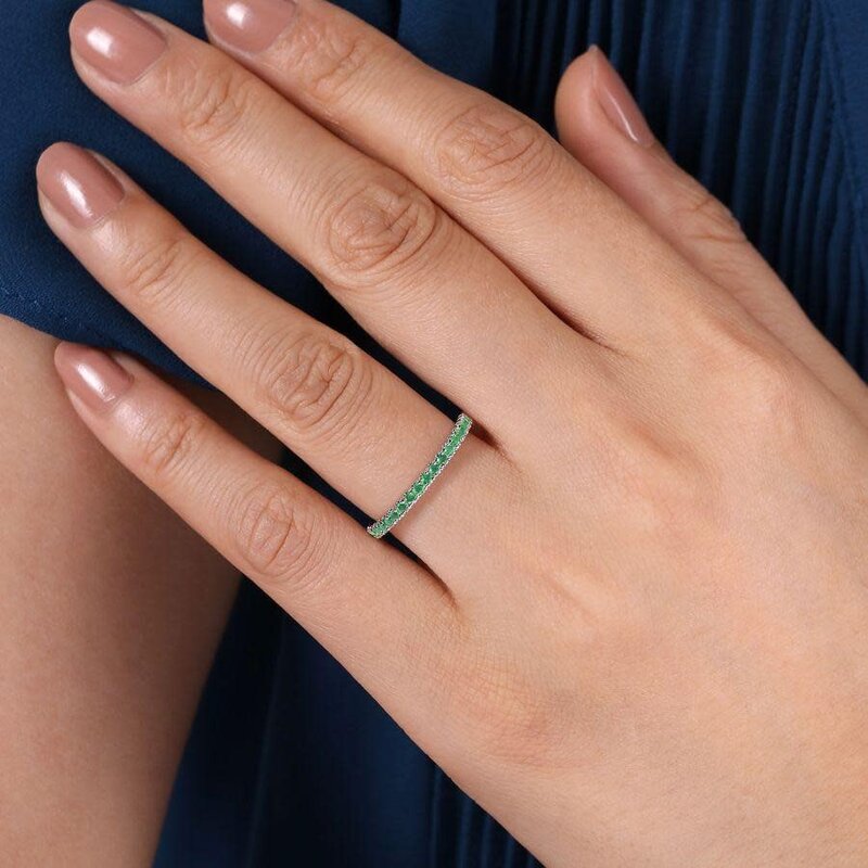 Gabriel & Co. 14K White Gold Emerald Stacklable Ring