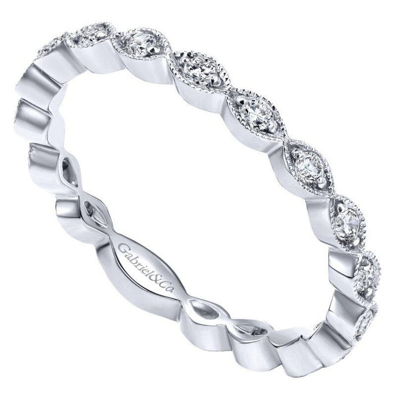 Gabriel & Co. 14K White Gold Marquise Station Diamond Stackable Ring