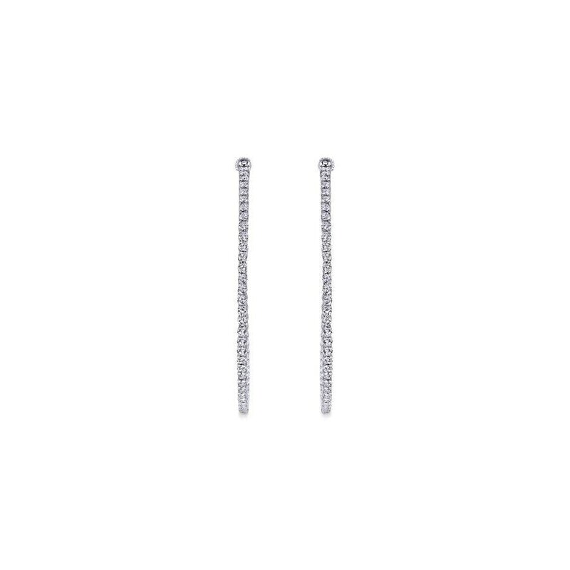 Gabriel & Co. 14K White Gold Prong Set 50mm Round Inside Out Diamond Hoop Earrings