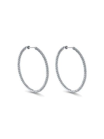 Gabriel & Co. 14K White Gold Prong Set 50mm Round Inside Out Diamond Hoop Earrings