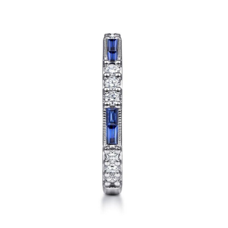 Gabriel & Co. 14K White Gold Sapphire Baguette and Diamond Stackable Ring