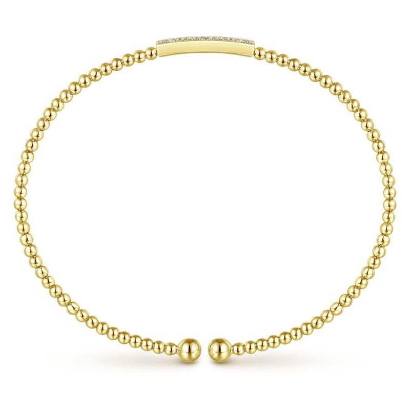 Gabriel & Co. 14K Yellow Gold Bead Cuff Bracelet with Diamonds