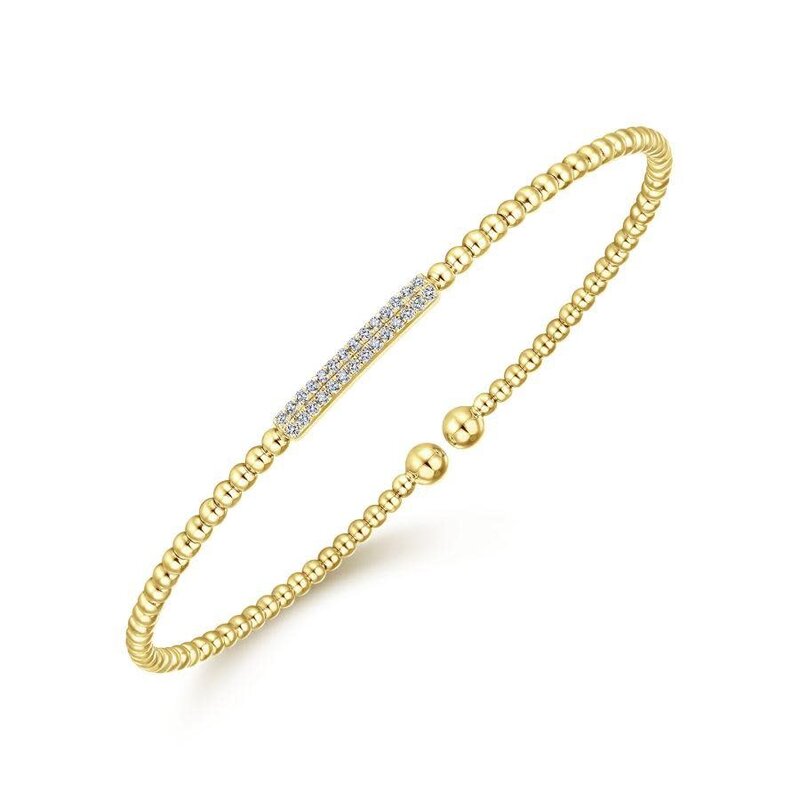 Gabriel & Co. 14K Yellow Gold Bead Cuff Bracelet with Diamonds