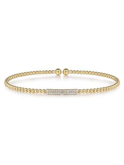 Gabriel & Co. 14K Yellow Gold Bead Cuff Bracelet with Diamonds