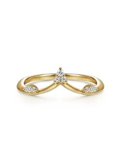 Gabriel & Co. 14K Yellow Gold Curved Diamond V Ring