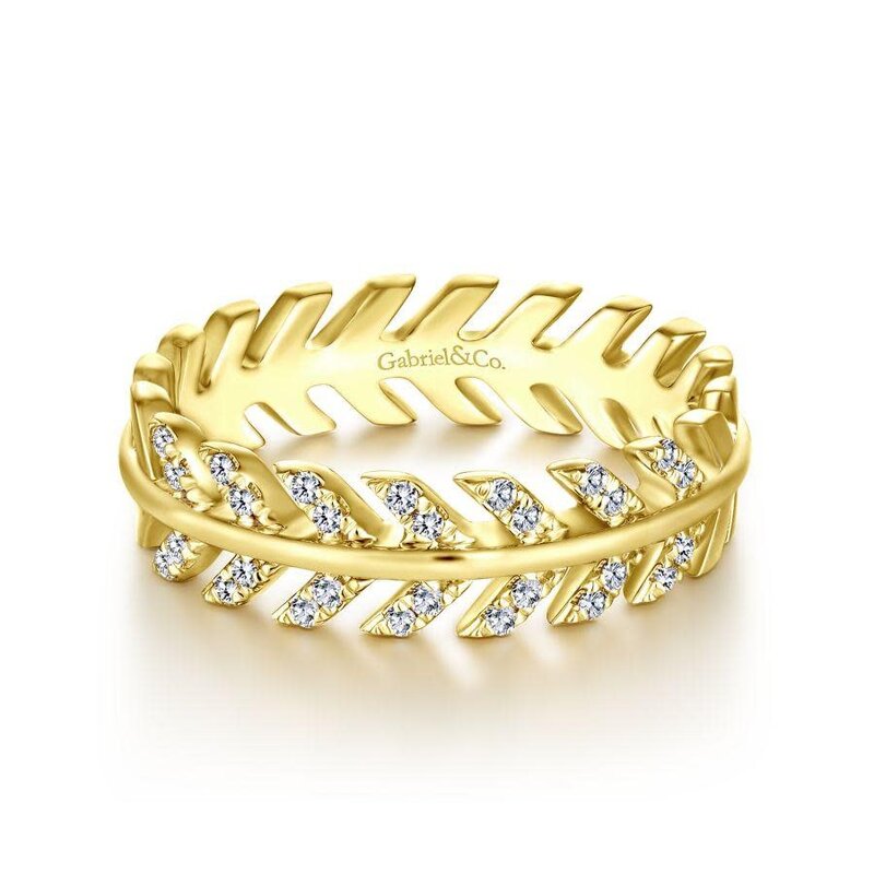 Gabriel & Co. 14K Yellow Gold Diamond Chevron Ring