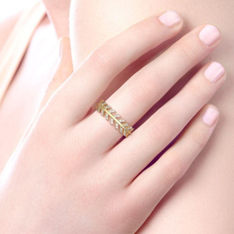 Gabriel & Co. 14K Yellow Gold Diamond Chevron Ring