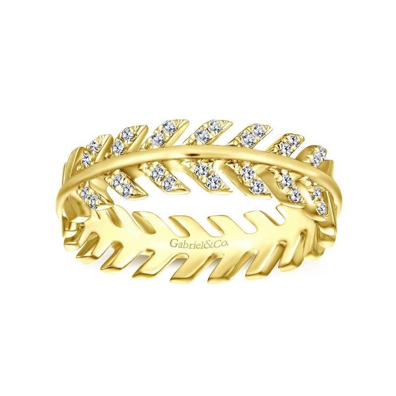 Gabriel & Co. 14K Yellow Gold Diamond Chevron Ring