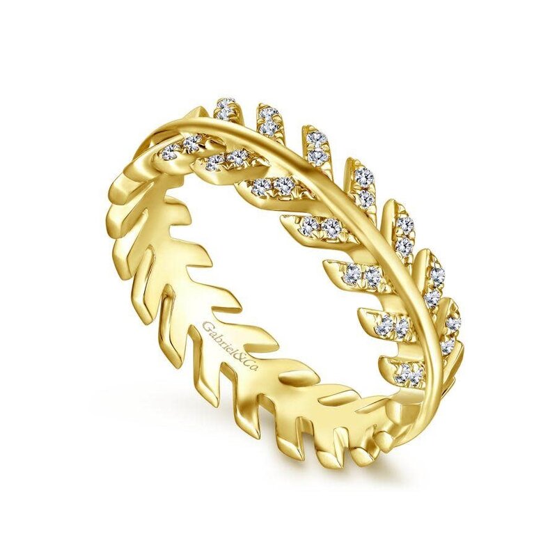 Gabriel & Co. 14K Yellow Gold Diamond Chevron Ring