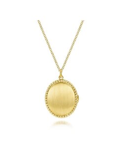 Gabriel & Co. 14K Yellow Gold Engravable Oval Locket Necklace with Twisted Rope Frame