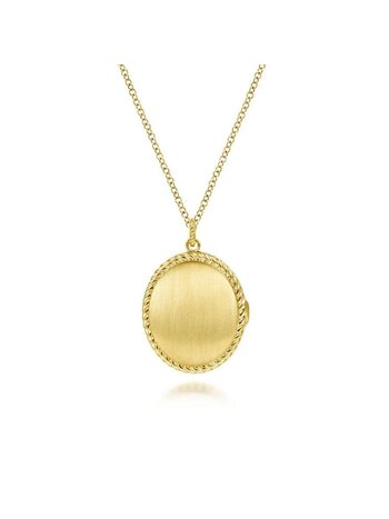 Gabriel & Co. 14K Yellow Gold Engravable Oval Locket Necklace with Twisted Rope Frame