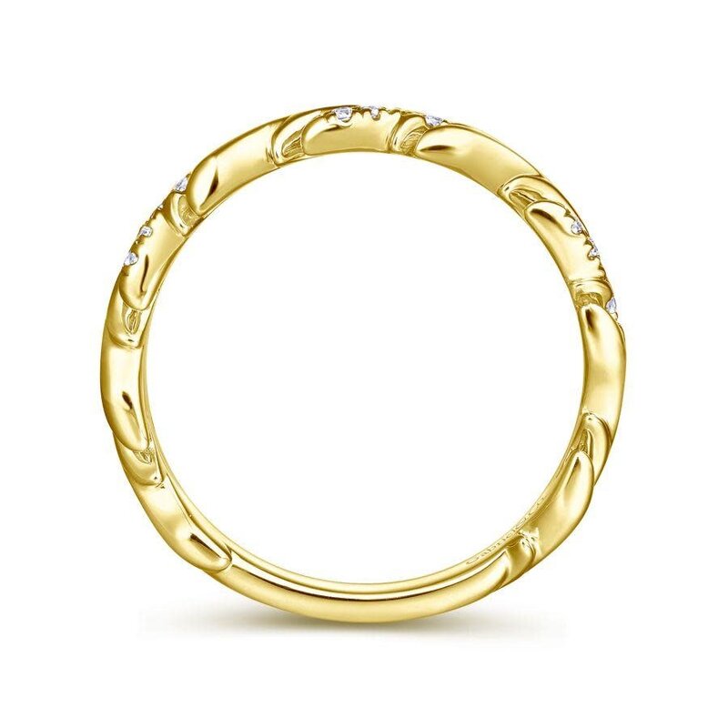 Gabriel & Co. 14K Yellow Gold Floral Stackable Diamond Band