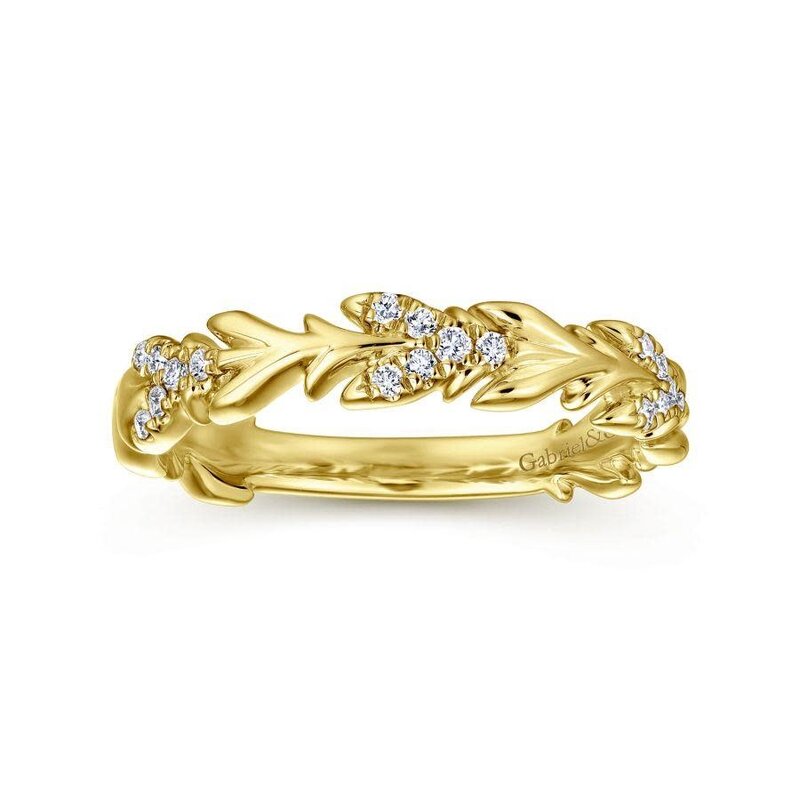 Gabriel & Co. 14K Yellow Gold Floral Stackable Diamond Band