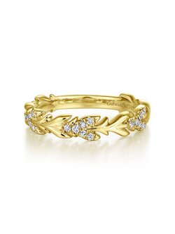 Gabriel & Co. 14K Yellow Gold Floral Stackable Diamond Band